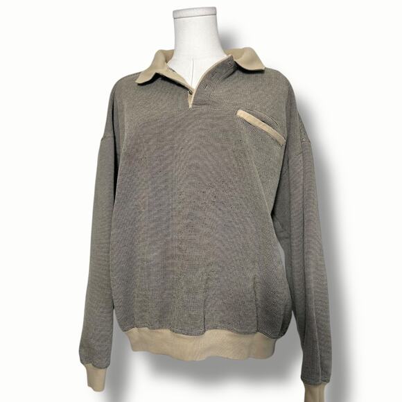 Vintage 90s Norm Thompson Polo Sweatshirt - Grandpa Core - XL - 89 - Picture 4 of 8